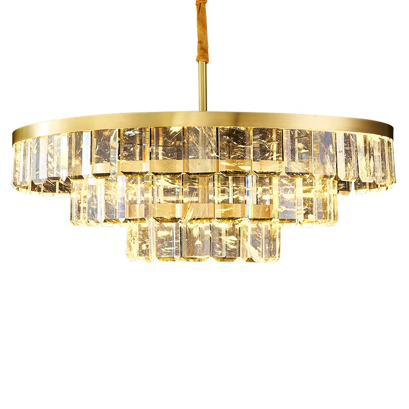 Antique Brass crystal+ copper+ iron large chandelier pendant light