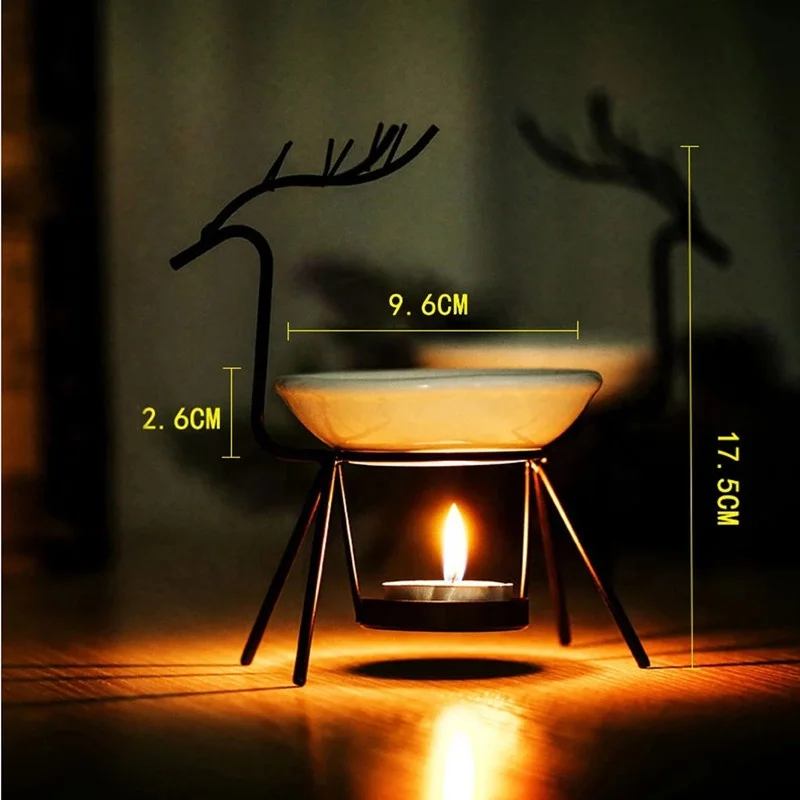Creative Deer Oil Burner Wax Melt Iron Oil Burner Candle Aromatherapy Oil Lamp Decorations Aroma Furna Living Room Burner