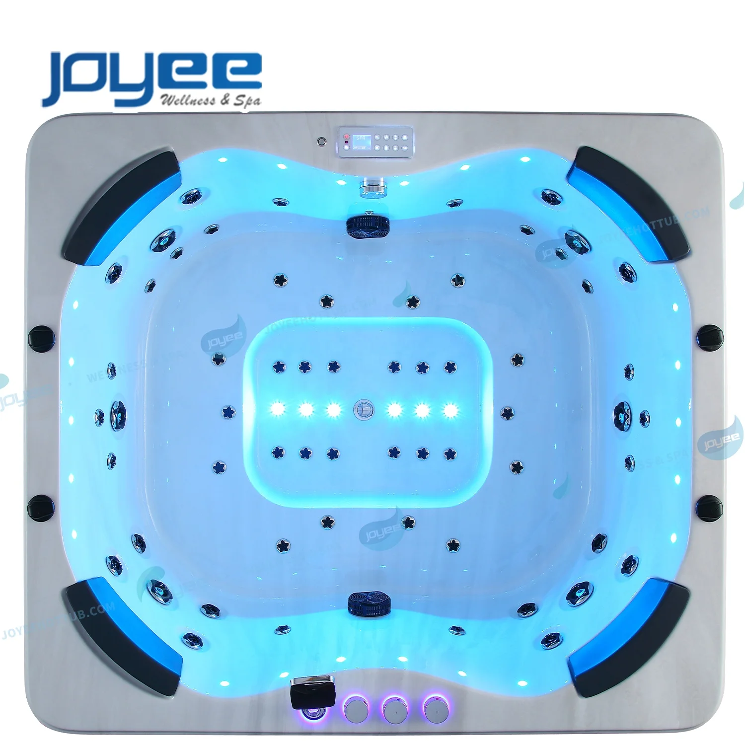 JOYEE Air Bubble Soaking Massage 4 Persons Indoor Bathtub Spa Bluetooth Music Design With Heater Indoor Spa Tub