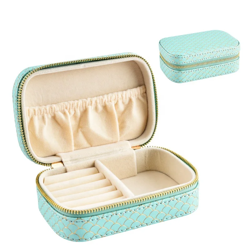 Wholesale Travel Jewelry Box Pu Leather Organizer Portable Jewelry Storage Box For Ring Earring Pendant Packaging With Pocket