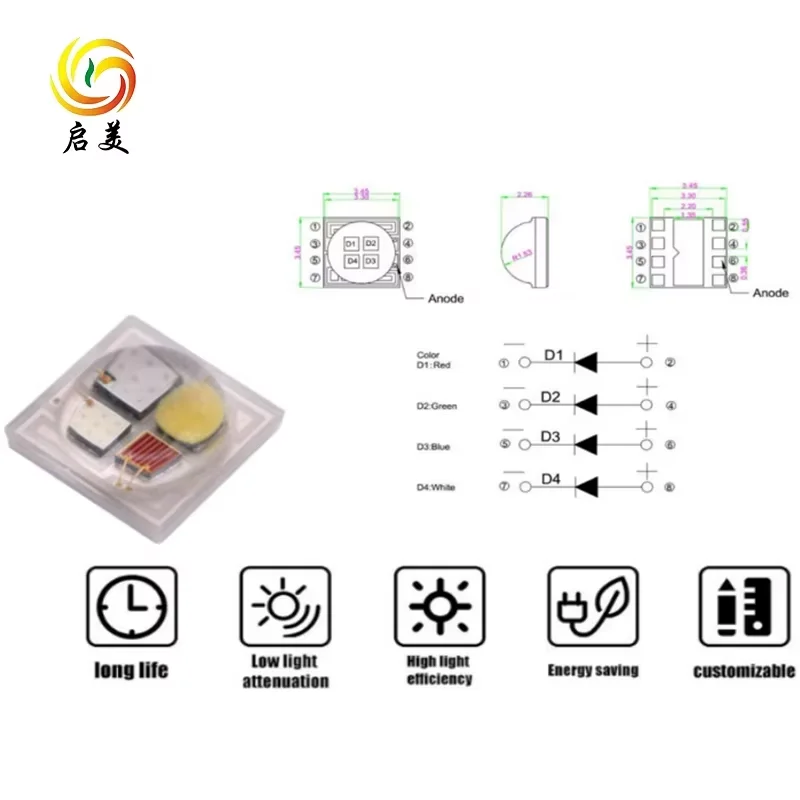 5050 High Power Ceramic 12W 20W RGBW 4 in 1 LED Lamp Beads for Stage Lighting