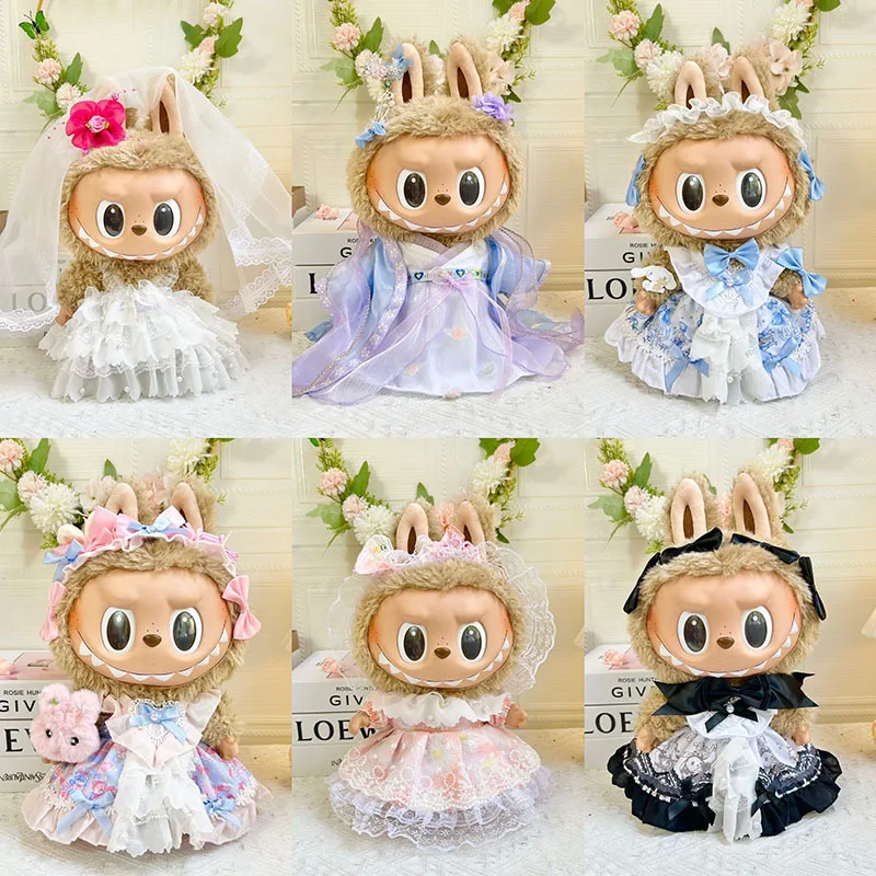 2292 38cm Vinyl Plush Clothing Replacement Doll Dress Suit Cute Dress Outfit Clothes Only Labubu