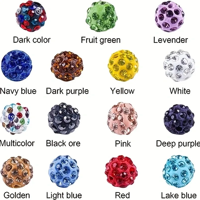 10mm Round Chunky Resin Rhinestone Beads Polymer clay balls inlaid with crystals Shambhala beads For Pen Jewelry Making Bracelet