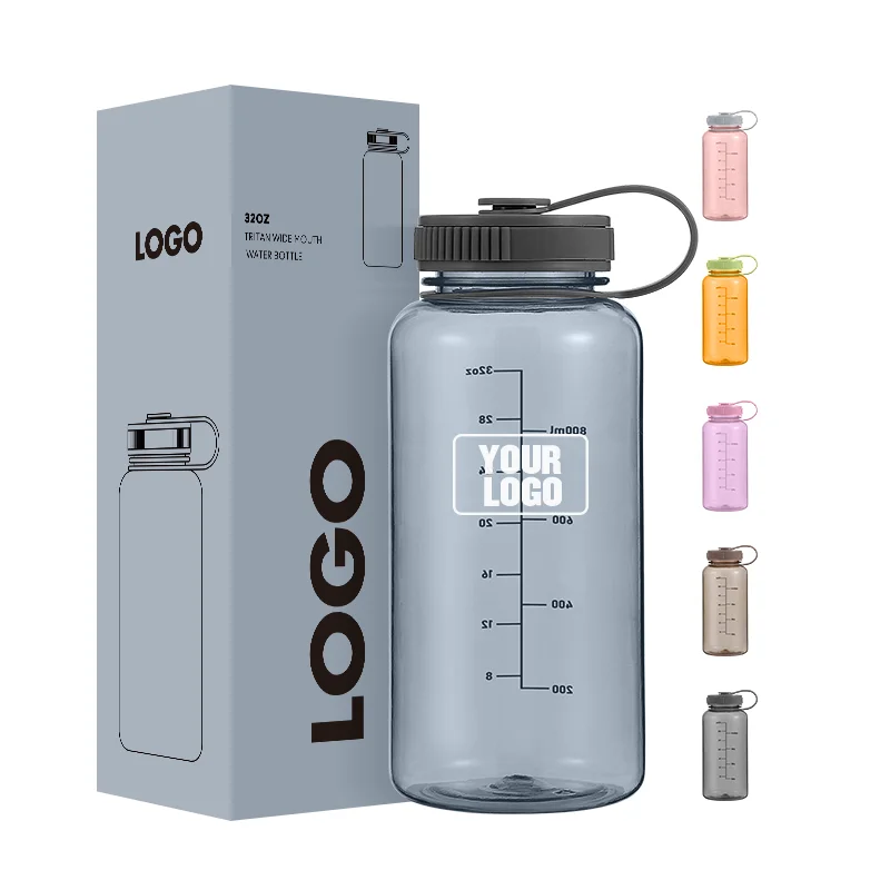 Top Seller Plastic Water Jug Bottle Custom LOGO 1000ml Motivational Tritan 1L Sports Tritan Water Bottle