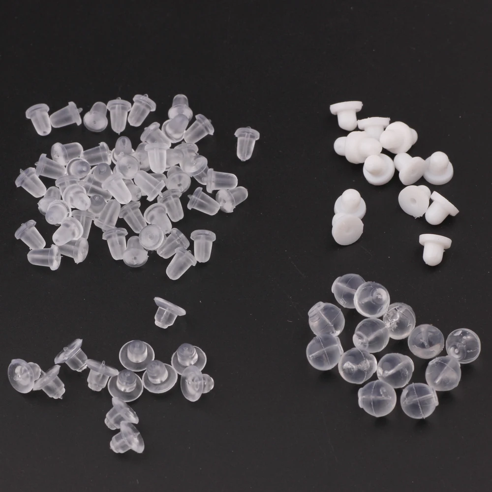 1000pcs/bag Soft Silicone round and bullet clear plastic rubber earring Stopper  nut earring back To Fixed Woman Earring