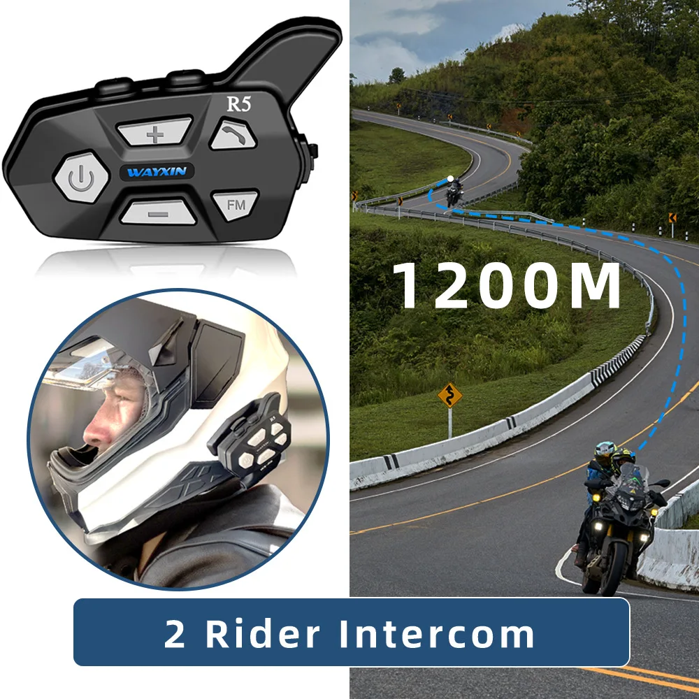 Motorcycle wireless earphone Long range 1200m Support GPS/waterproof/hands-free/music/microphone intercom Wireless headphones