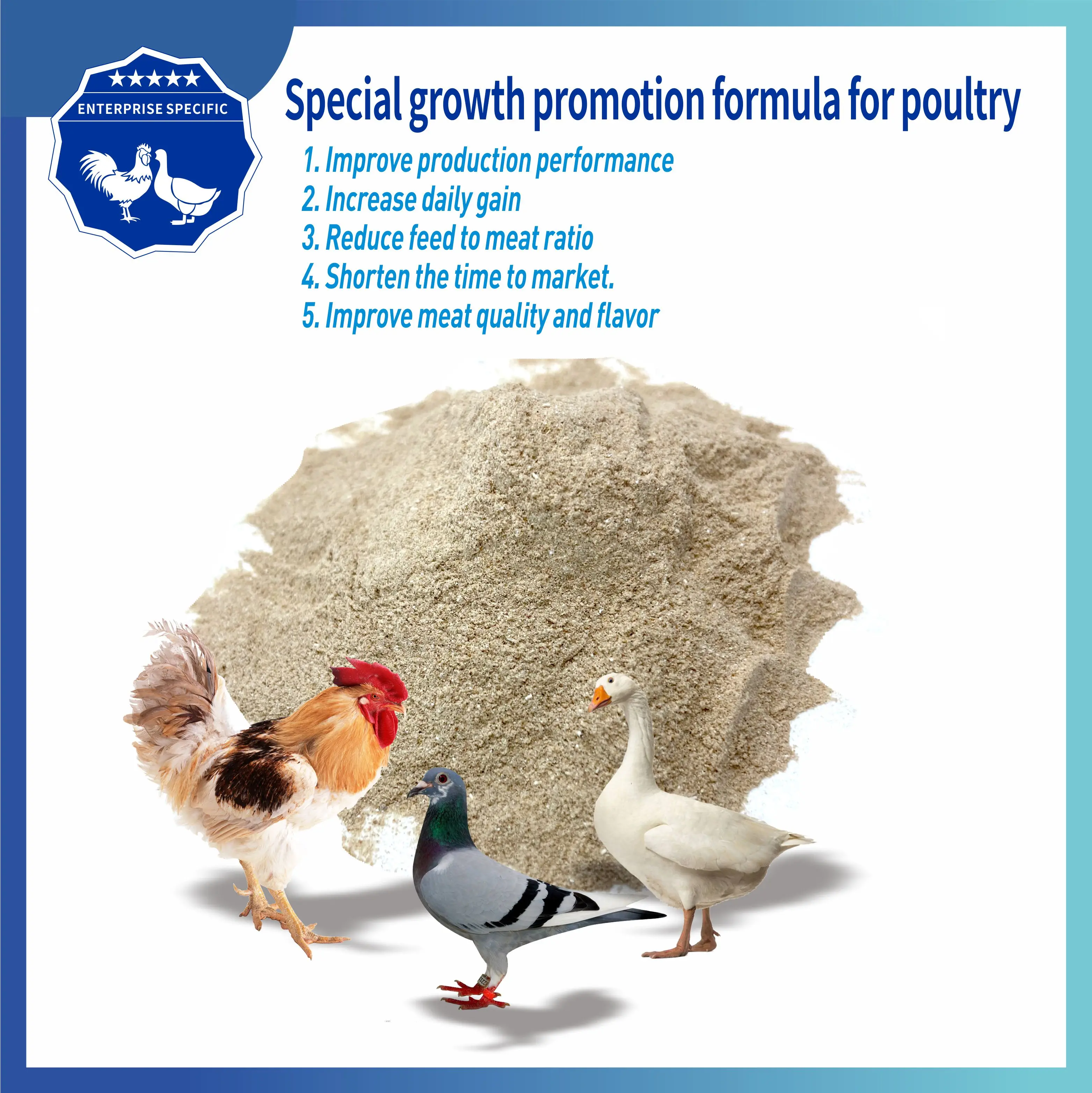 Improve poultry  broiler production performance special animal feed additives