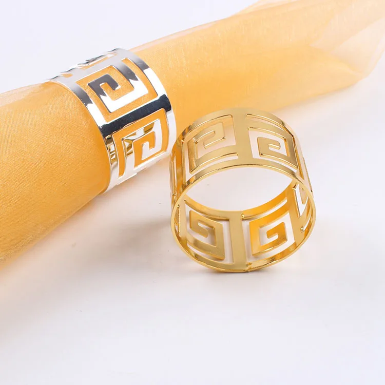 Золотые кольца для салфеток, оптовая продажа, круглое серебряное кольцо для салфеток для фестиваля, свадьбы, Рождества, вечеринки, банкета, украшение