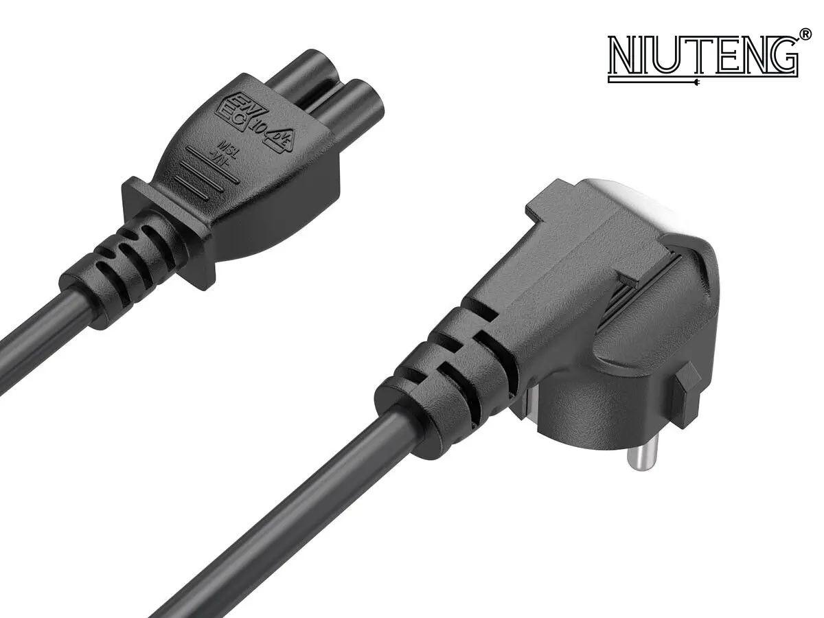 China leader manufacturer 6ft European 3-Prong Angled Notebook Power Cord Angled CEE 7/7 to IEC320 C5 cee 7/7 to iec c5 cable