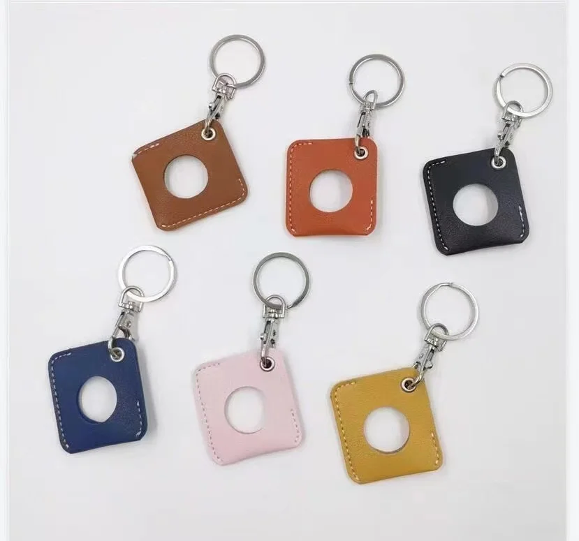Amazon Hot Sale Anti Lost Wireless Tracker Cover Silicone Protective Tracking Leather phone Airtags Case With Key Ring