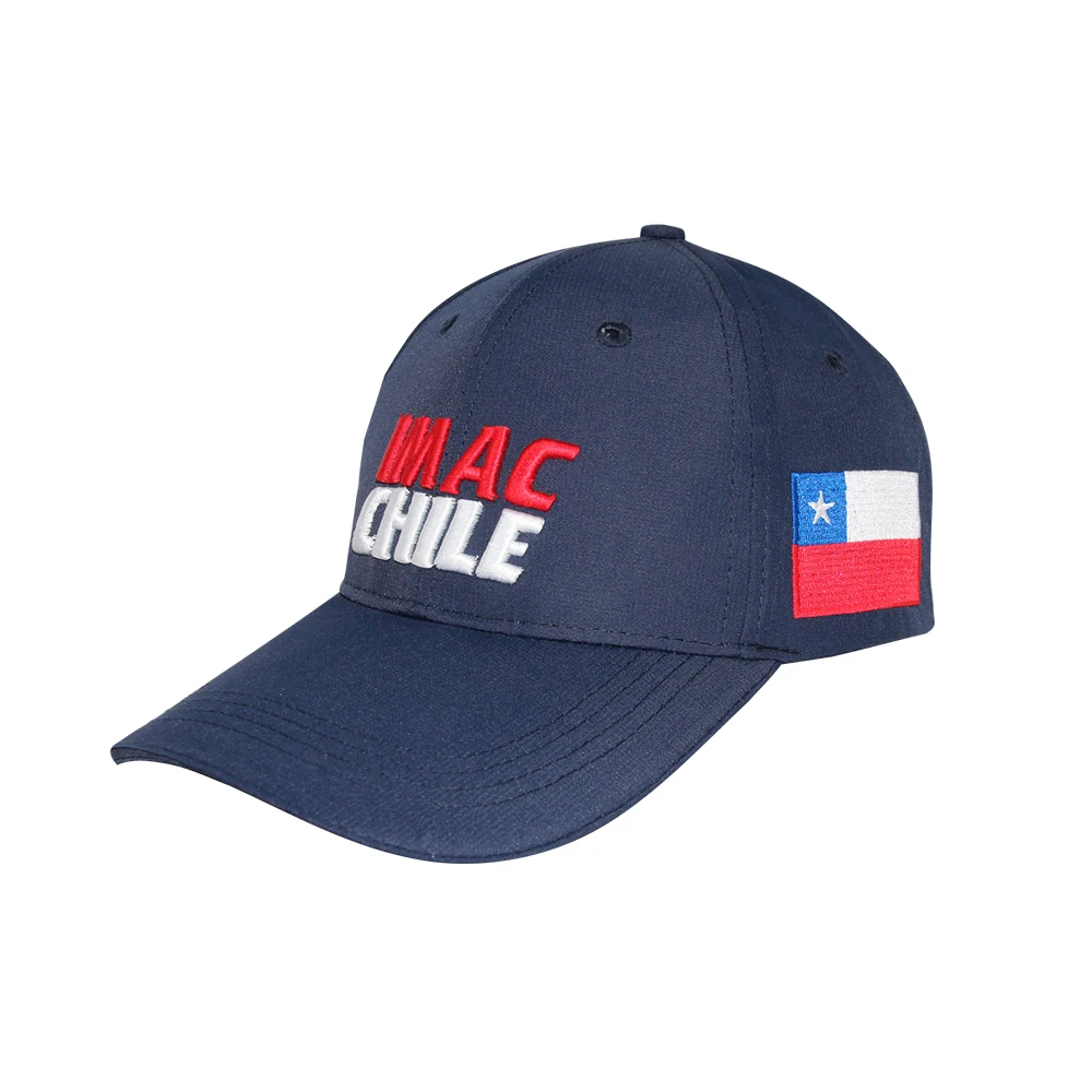 Custom 6 Panel 3D Embroidery Logo Flag Patch Curved Brim Baseball Cap Unisex Gorras Structured Navy Blue Baseball Hat