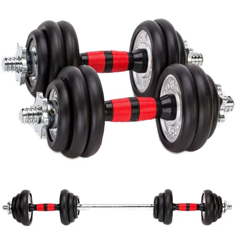 Adjustable Dumbbell Set, Dumbbell Barbell 3 in 1, Steel Dumbbells Pair with Connecting Rod Training Equipment