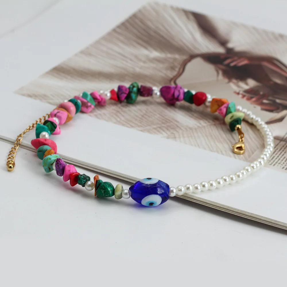 European and American standard mandarin duck style personality blue eyes necklace female creative devil eyes clavicle chain