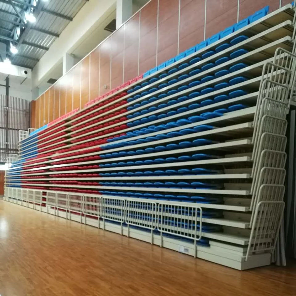 
Factory price indoor gym Retractable bleacher mobile telescopic tribune with folding chair 