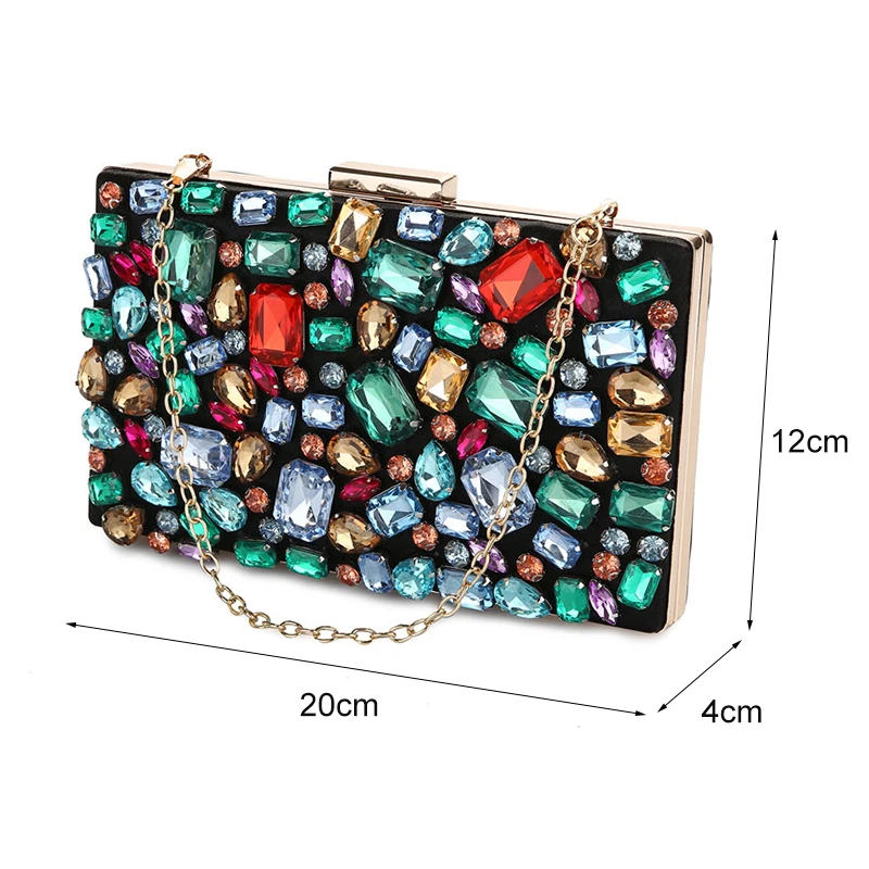Вечерние сумки с бриллиантами, черный женский кошелек с бисером и драгоценным камнем, Свадебный Кошелек для женщин, сумки на плечо с двумя цепочками