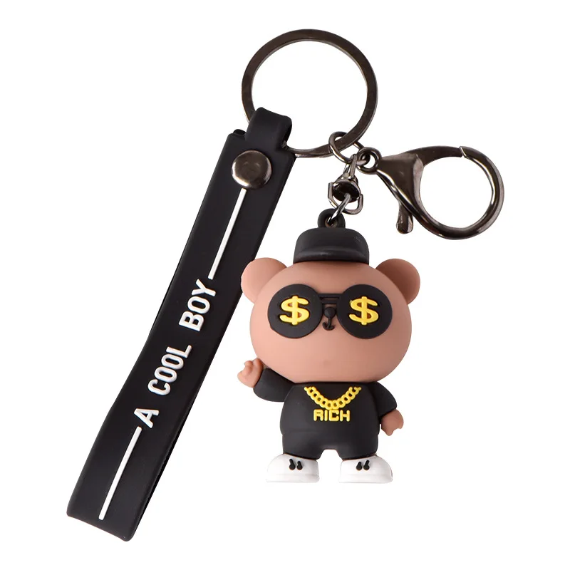 bring in wealth and treasure charms soft bear silicone 3d  rubber keychain for car