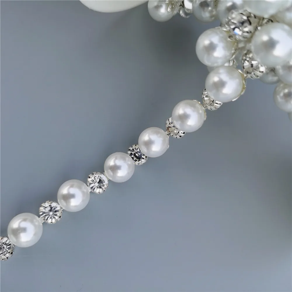 Factory Price Wholesale Pearl Crystal Chain Bling Diamante Diamond Rhinestone Trim