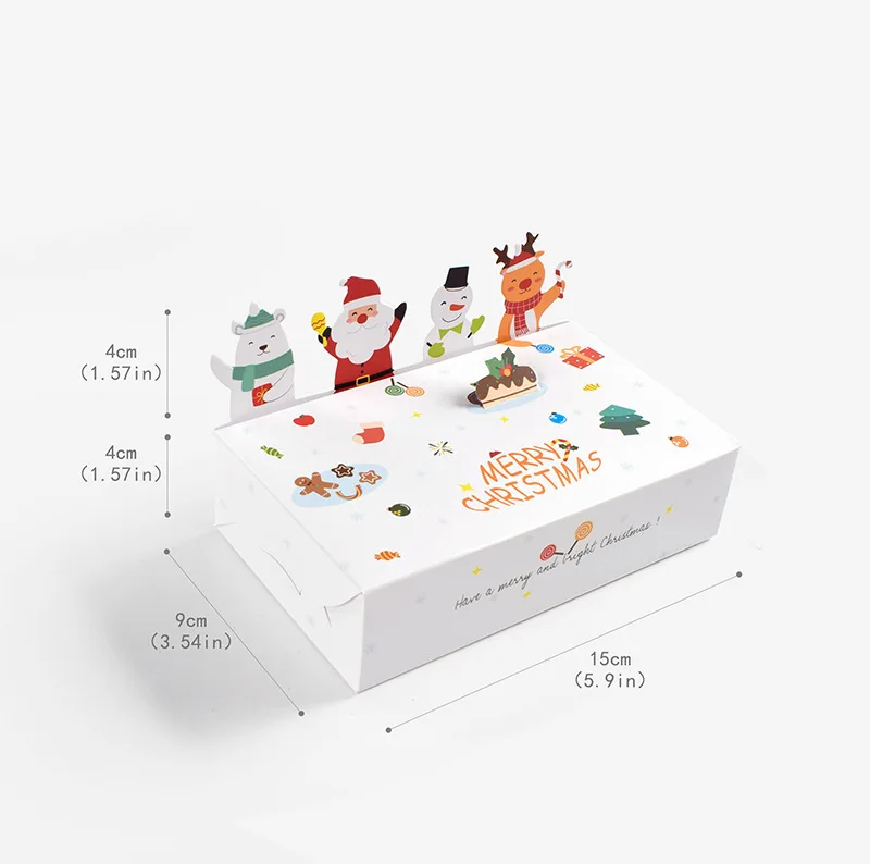 Luxury 10PCS/bag Three-dimensional animal cute candy cookie folding box Christmas gift wrapping paper gift box