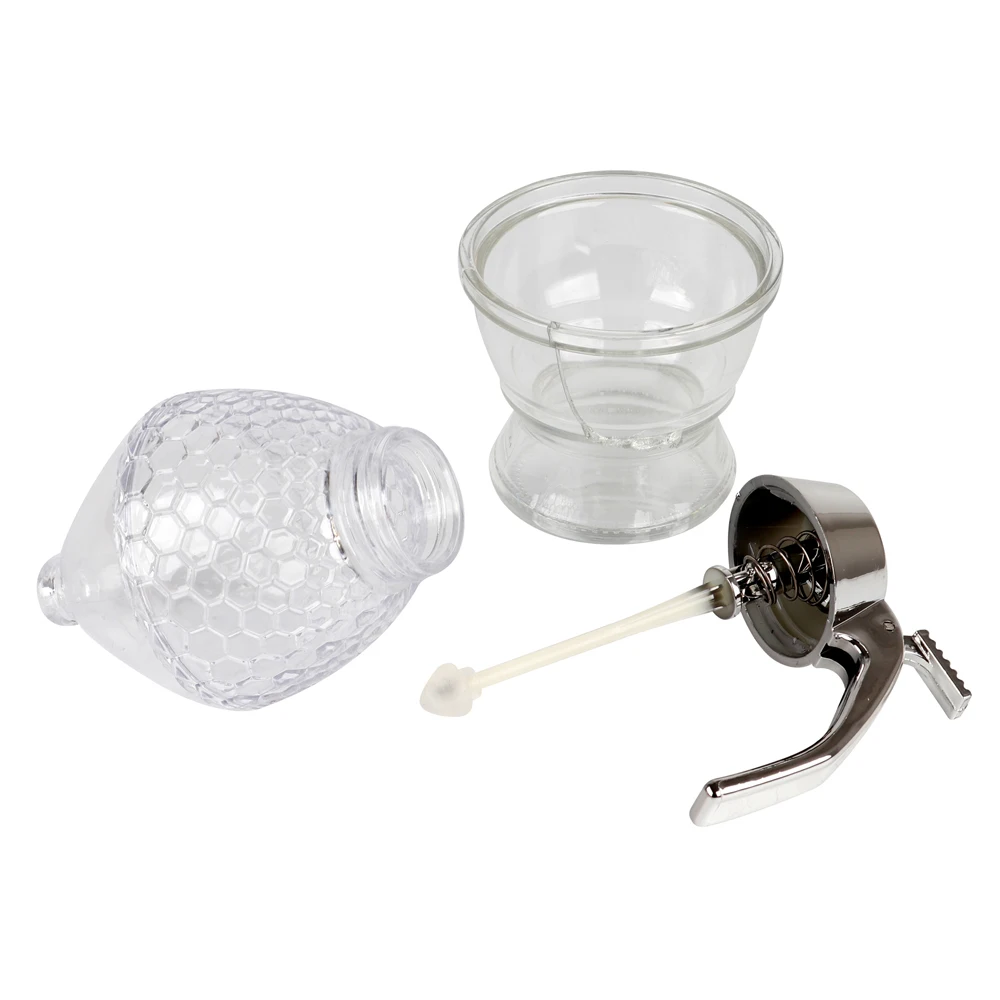 Toprank High Quality Acrylic Stainless Steel Top Glass Honey Dispenser