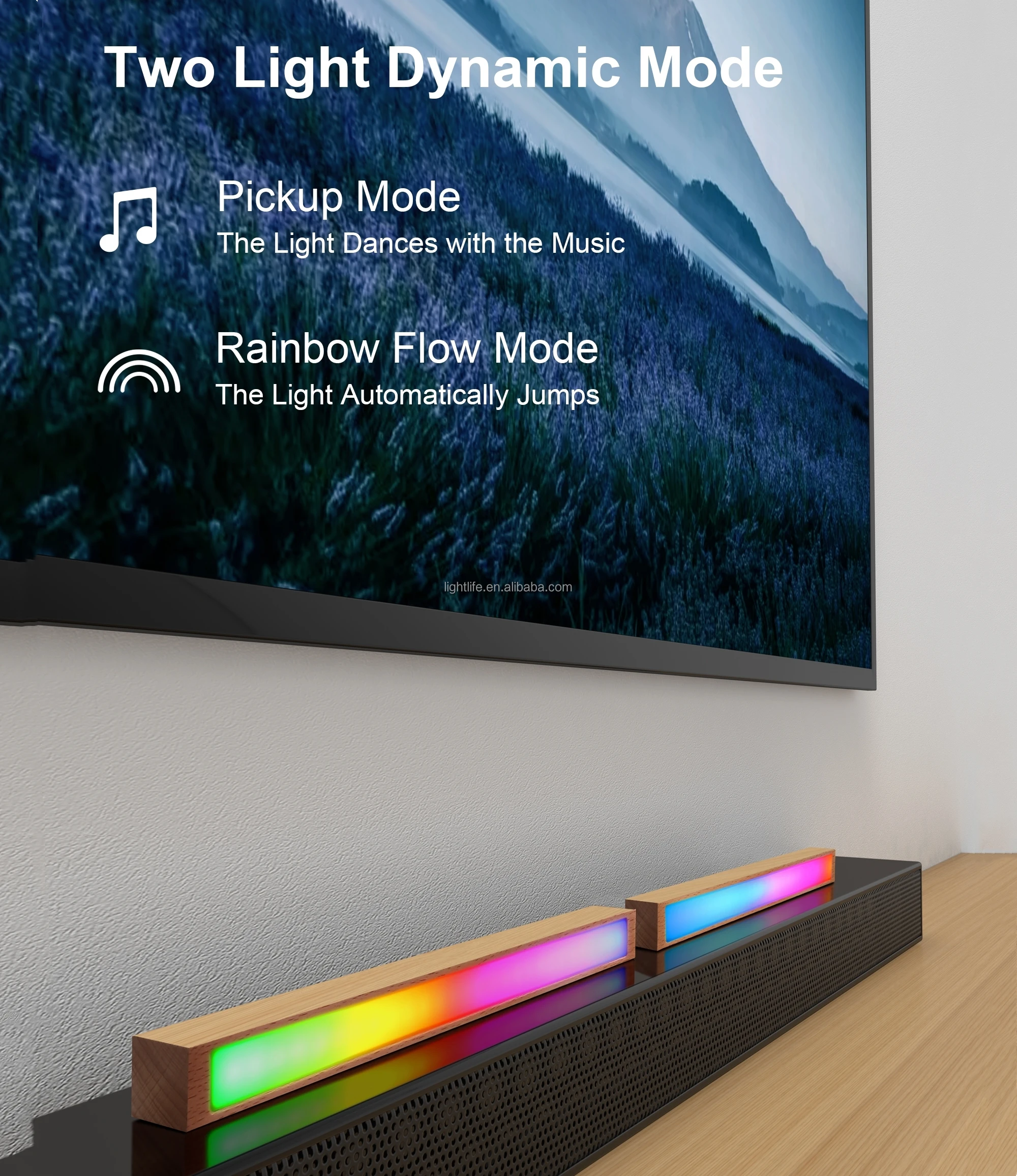 RGB Звуковое управление атмосферное освещение деревянный умный атмосферный свет автомобильный телевизор игровая комната перезаряжаемый звукосниматель ритм-сигнал