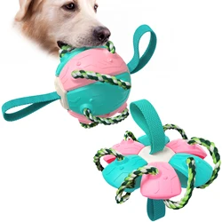 Pet Toys New Small Medium Large Dog Flying Discs Training Interactive Toy Puppy Rubber Fetch Flying Disc Cotton Rope Molar Rope