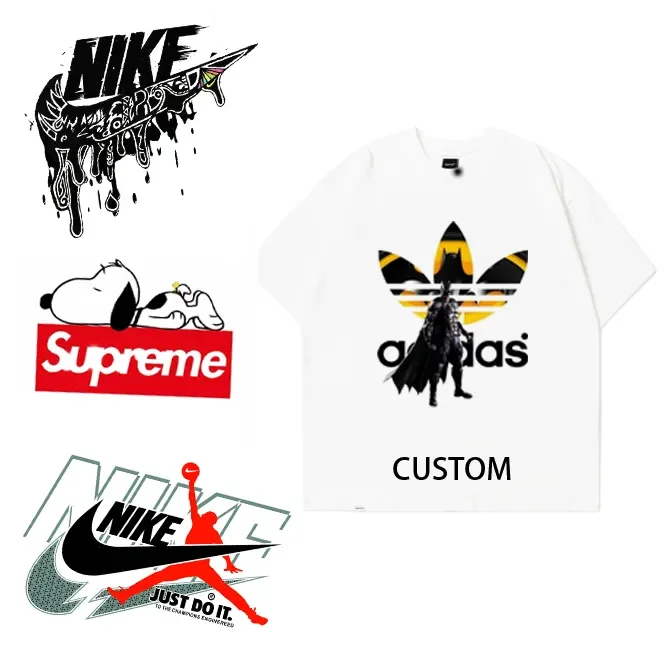 Custom logo Plastisol uv dtf heat htv screen transfers printing paper film press vinyl designs stickers for clothes t shirts