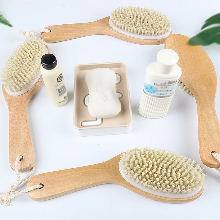 Private Label Boar Bristle Baby Brush Handle Brush Natual Wooden Bath Brushes