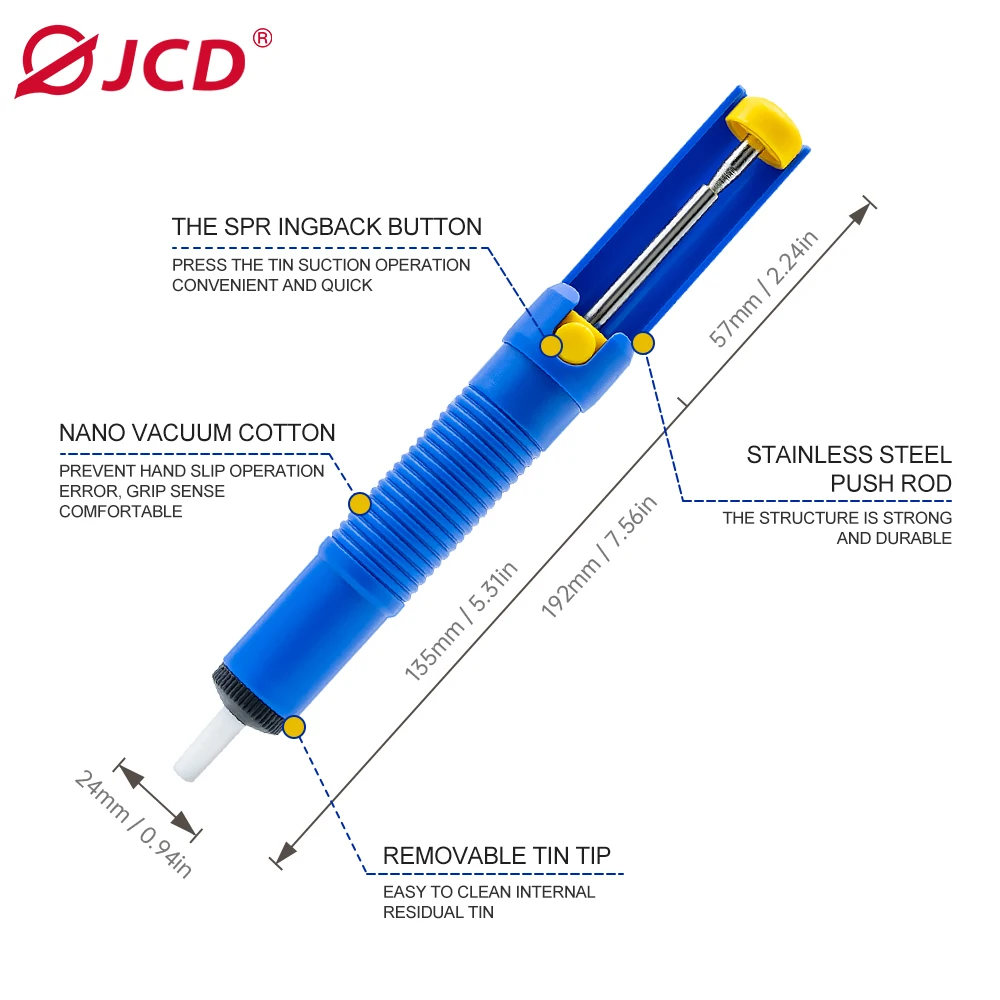 JCD CJ-134 Plastic Desoldering Pump Solder Removal Tool Solder Sucker Vacuum Sucker Tin Desoldering Pump  for Soldering
