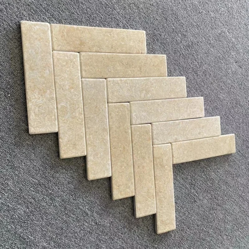 China natural tumbled and brushed Golds/ Yellow marble stone wall and floor tile 20X5X1 CM