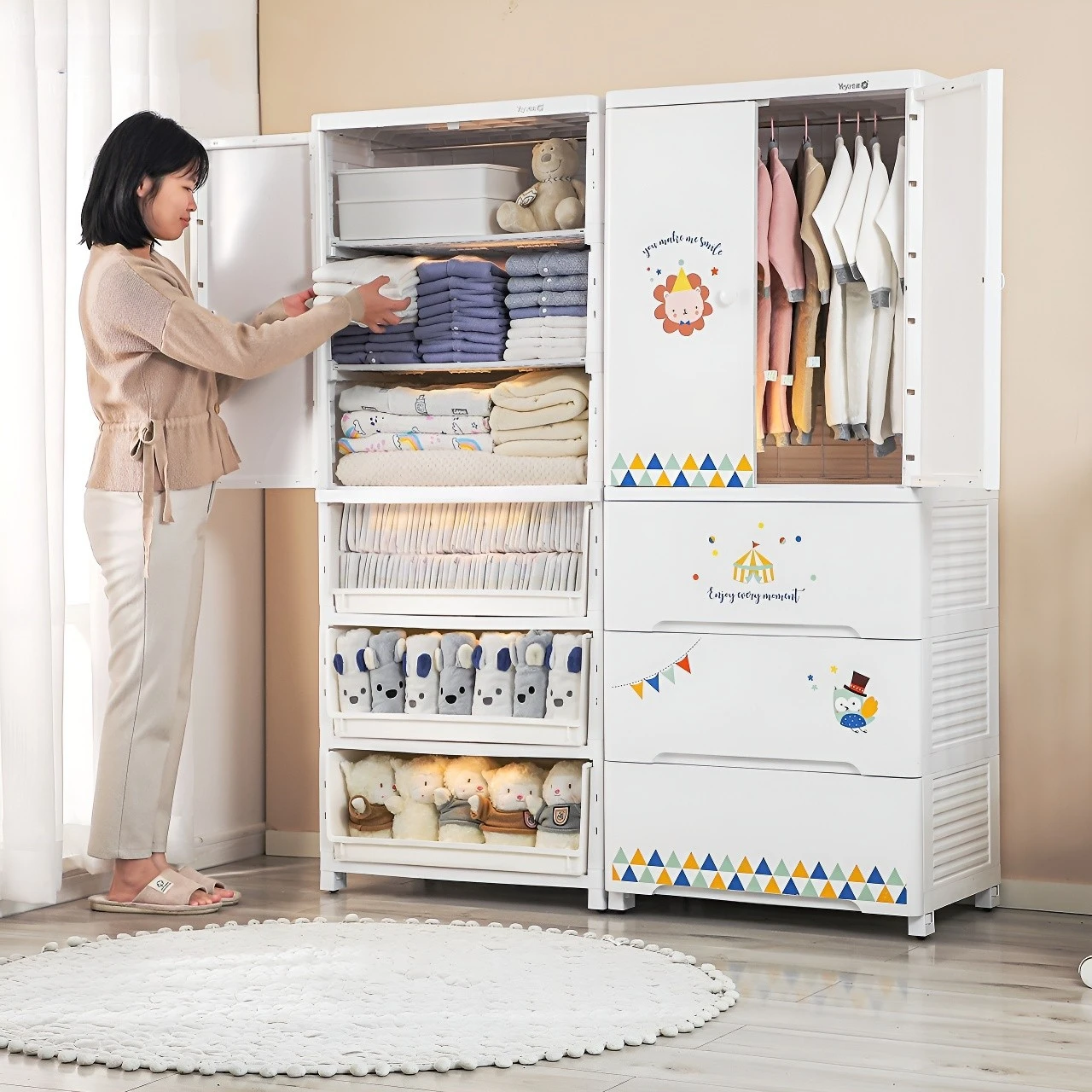 4 Layer toys kids children plastic drawers cabinet organizers plastic wardrobe stackable cabinet chest drawer