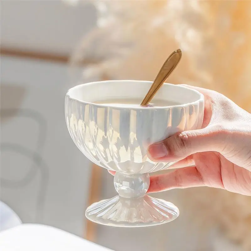 Alibaba Top Seller 2024 High-Value Home Spray Color Ice Cream Ceramic Coffee Mug Dessert Bowl Breakfast Cup Milk Tea Cups