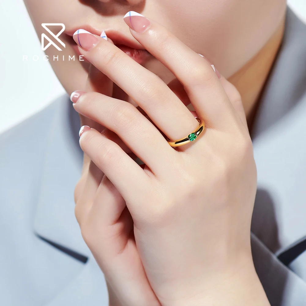 Rochime ins style  oval cut single gemstone  ruby ring band  925 sterling silver customized jewelry for women