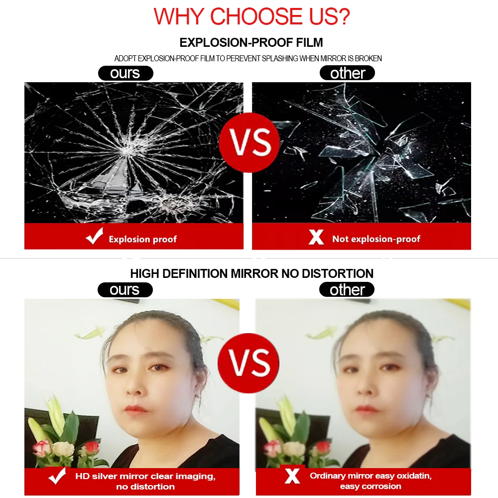 Custom New Product Home Decor Shatterproof Bathroom Silver Unbreakable Self Adhesive Sticker Acrylic Sheet Mirror