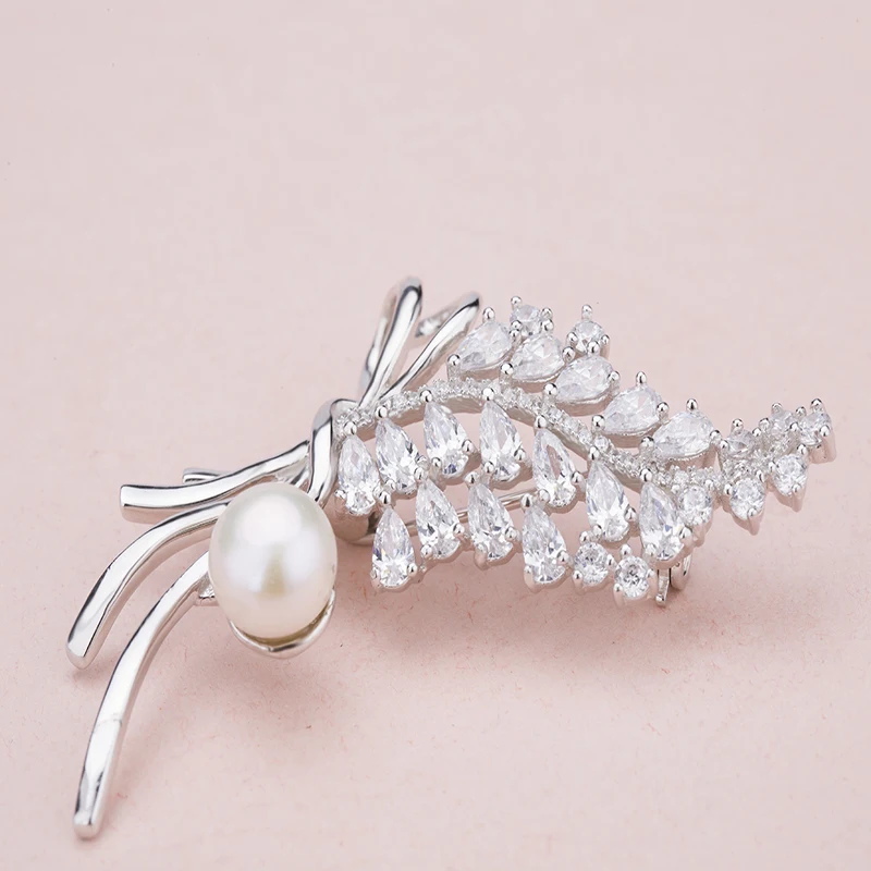 Fashion rhinestone pearl brooch pins silver jewelry brooches