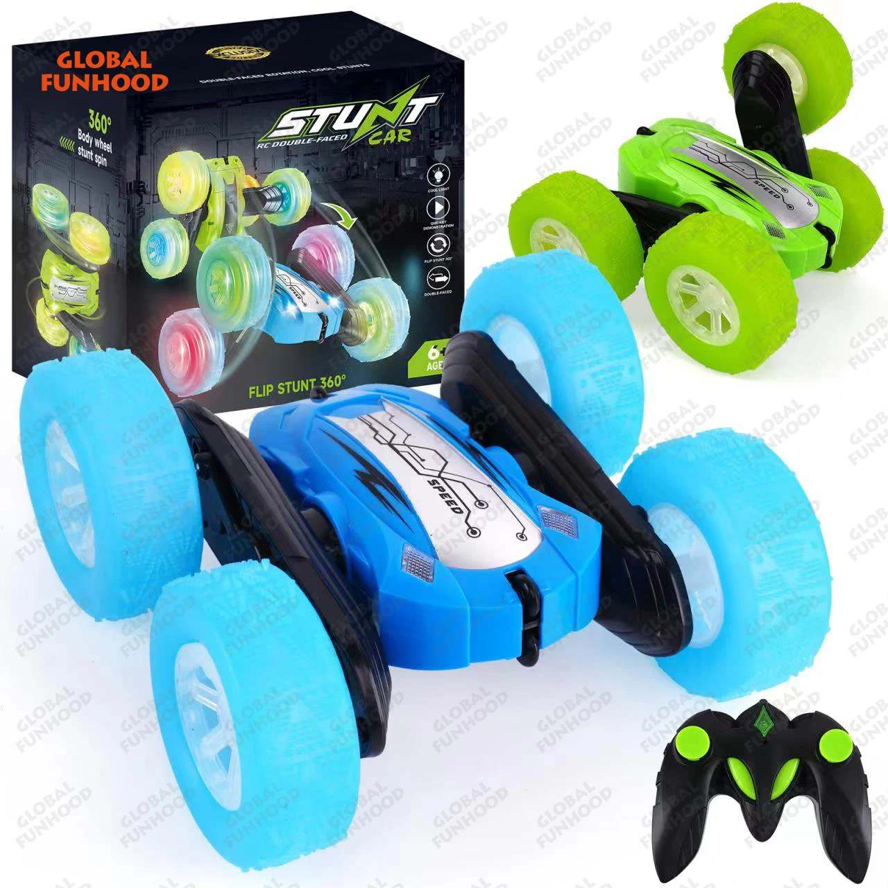 4WD 2.4Ghz Remote Control Car 360 Degree Rotation Rotating Vehicles radio Rechargeable Double-Sided RC Stunt Car Toy