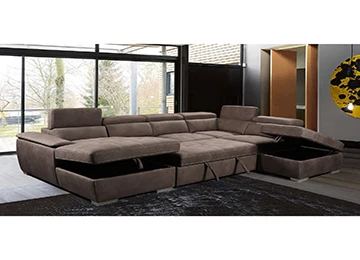 Hot sale fabric Living room sofa home furniture Modern U shaped sofa sectional with storage Reclining sleeper sofa bed