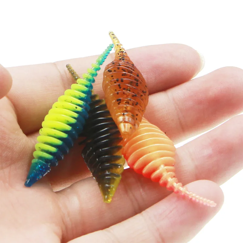 New 50mm 1.6g Pvc Soft Bait Double Color Needle Pin Tail Soft Worm Artificial Plastic Fishing Lures Bass Bait