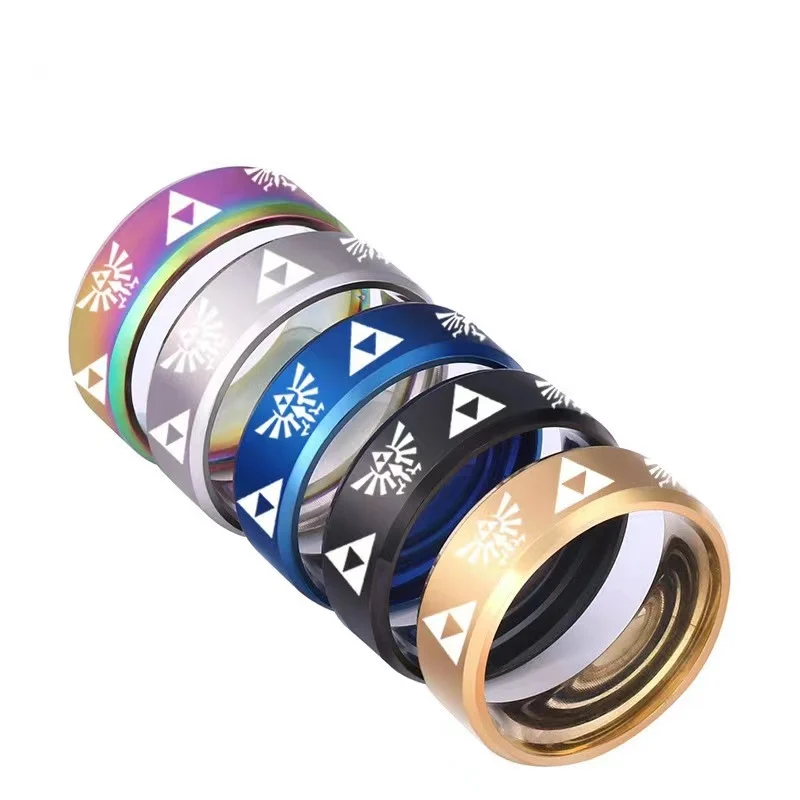 Fashion new trend Animation Peripheral Jewelry Stainless Steel Triangle Zelda Logo Ring Unisex wholesale