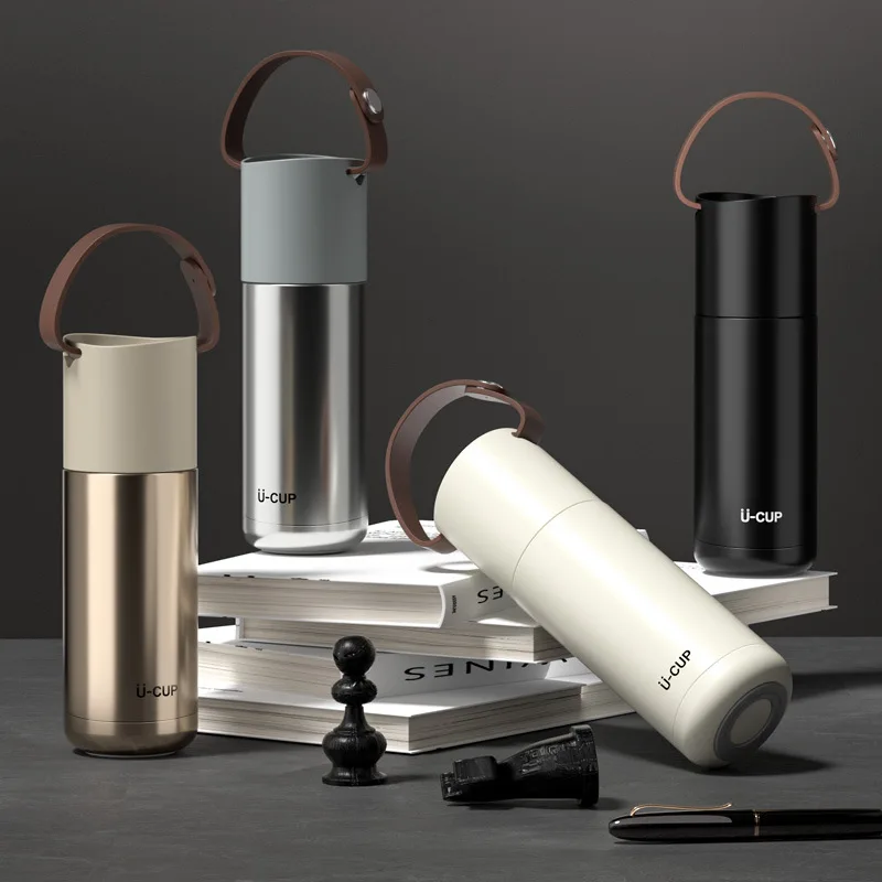 Business custom 350ml stainless steel insulated vacuum flasks double wall travel thermos water bottle with handle