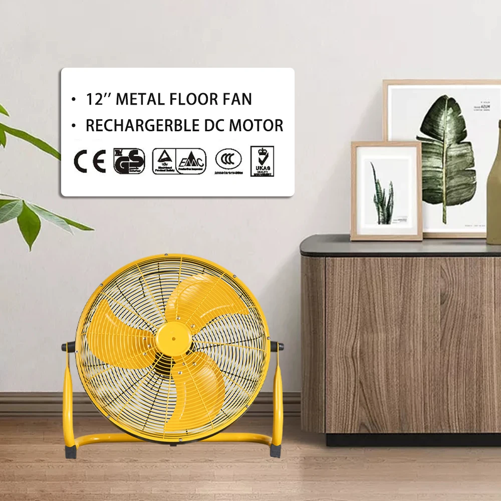 Hot Selling Summer Home Strong Power Cooling DC 12V Rechargeable 12 Inch Full Metal Portable 18W OEM ODM Floor fan