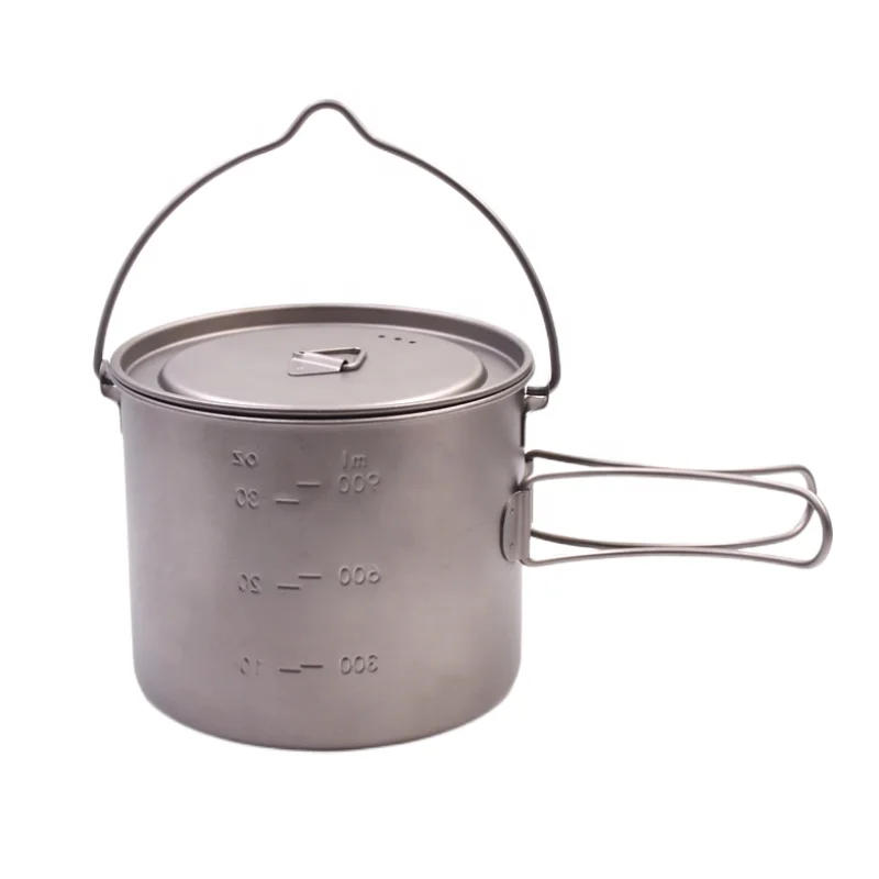 Polar Everest Camping Cookware Hanging Pan Titanium Cooking Pot Outdoor Cup Mug Titanium Camping Pot for Backpacking Hiking Pic