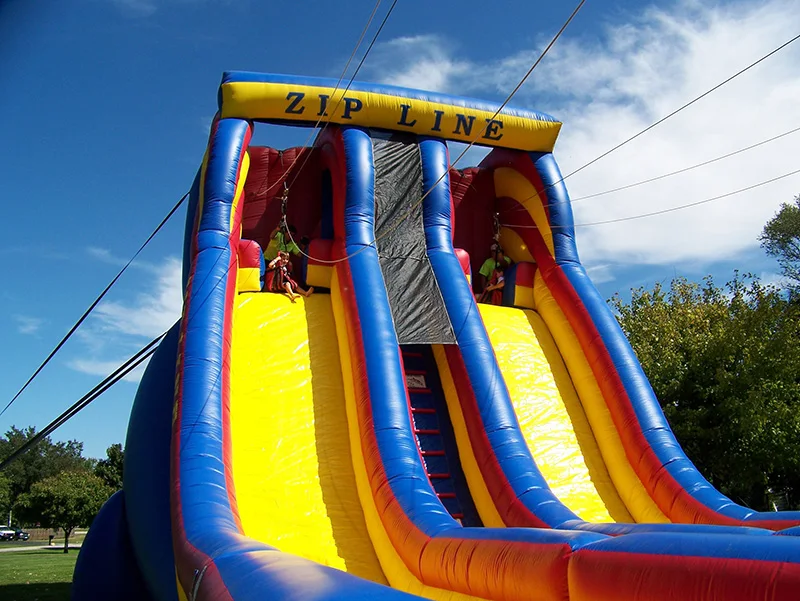 Giant Commercial PVC Tarpaulin Sports Game Inflatable Zip Line Inflatable Water Slide