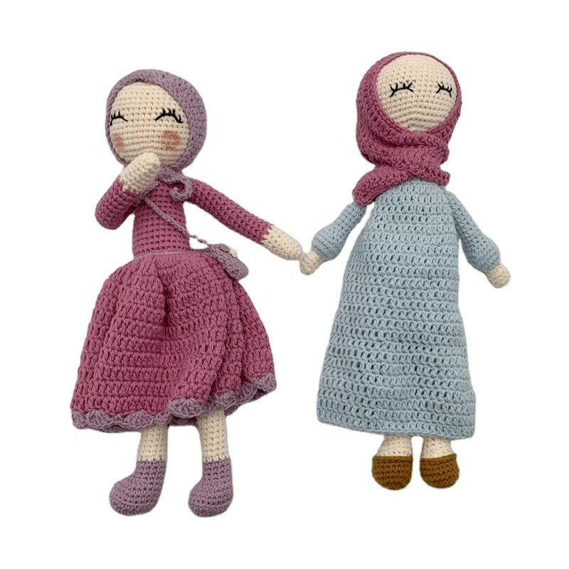 2022 New Arrived Girls Hand Crocheted Muslim Dolls Crochet Hijab Doll Amigurumi Doll