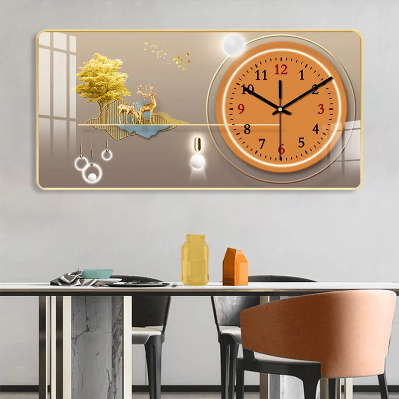 Customization New Fashion Hanging Clock Living Room Dining Porch Bed Decorative Painting Silent When Free