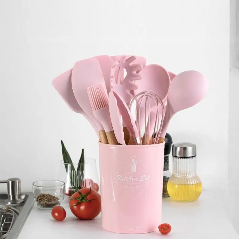 Бесплатный образец, пищевой силикон, 12 шт., набор силиконовой кухонной утвари