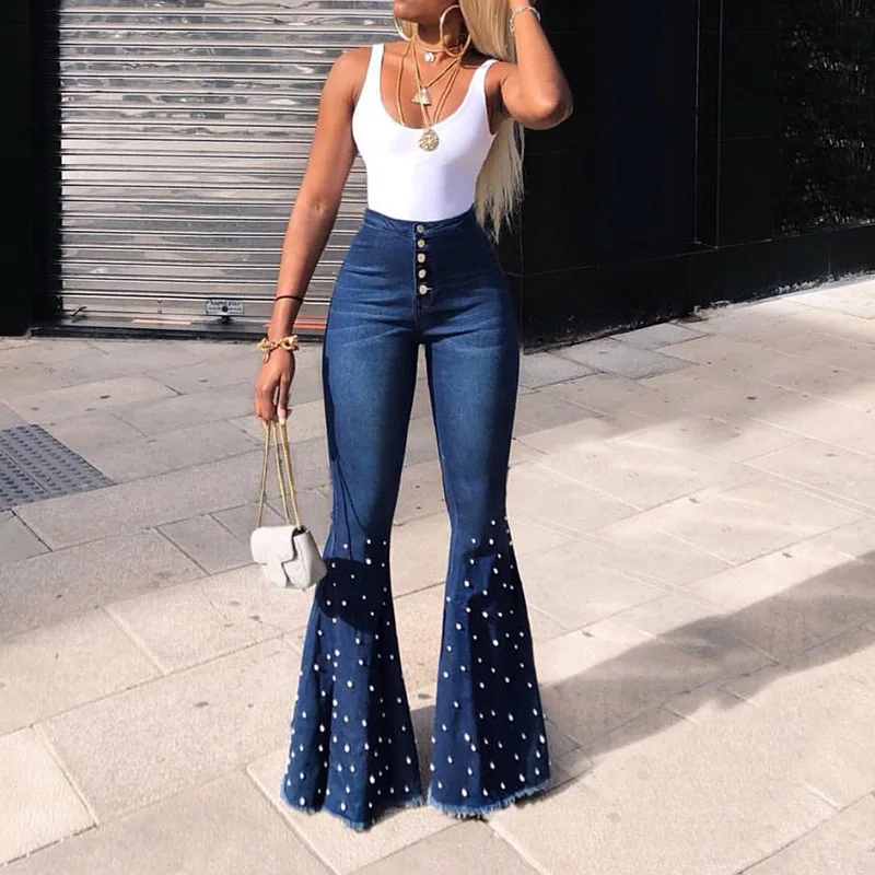 
Flare Jeans Woman Denim Trousers Vintage Women Clothes Fall High Waist Pants Stretchy Jeans 