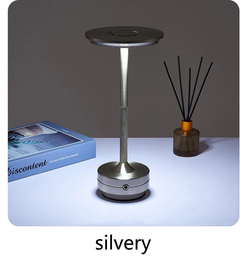 Electroplated rechargeable table lamp Creative table lamp bar Atmosphere Night lamp Modern simple touch switch