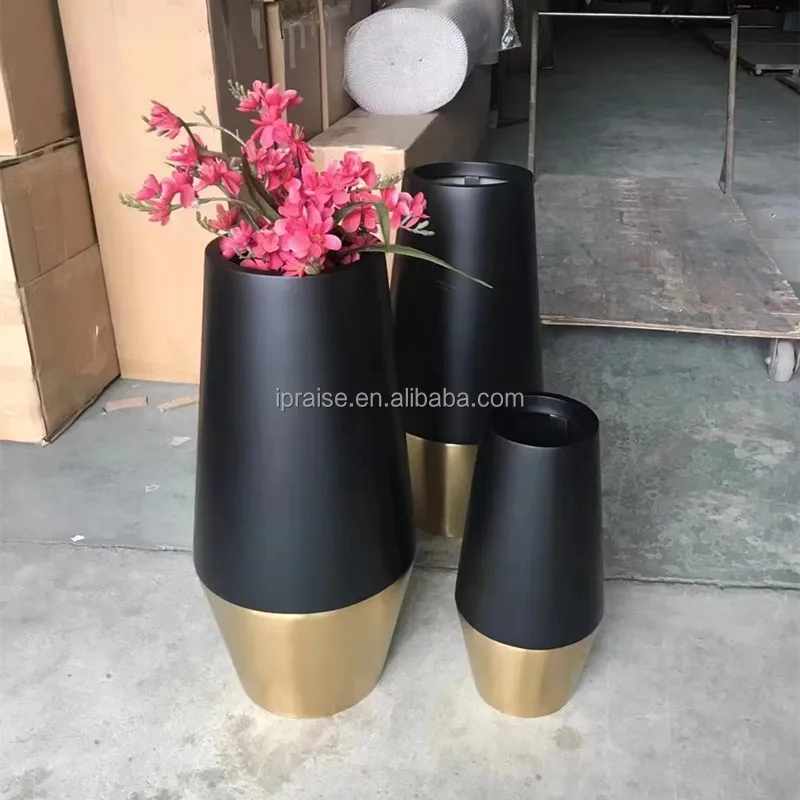 Home Decor Flower Vases Metal Gold Large Indoor Flower Pots /modern floor tall white vase