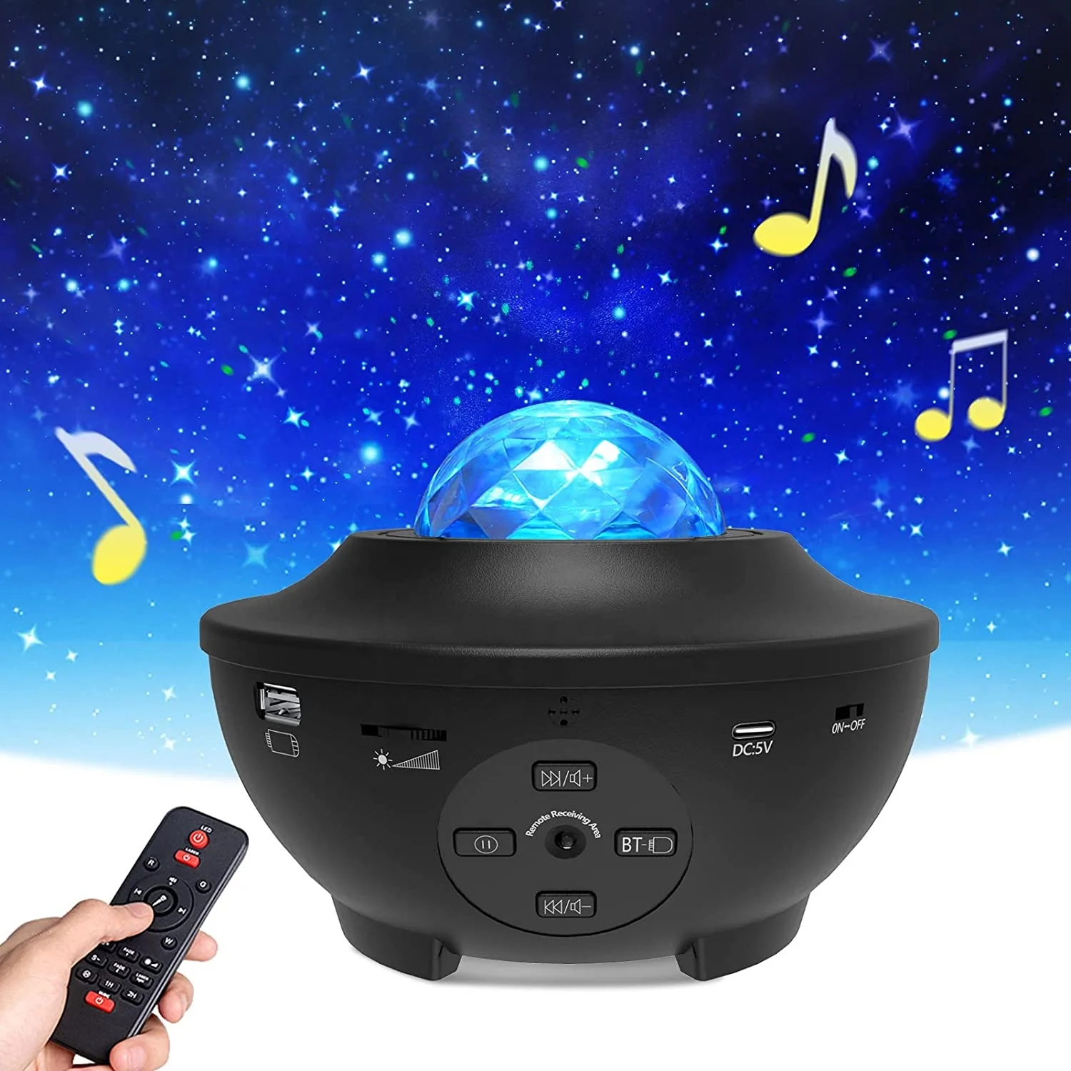 LITWOW Galaxy Projector With Remote Control White Ocean Starry Nebula Sky Laser Night Light With BT Music Smart Projector Lamp