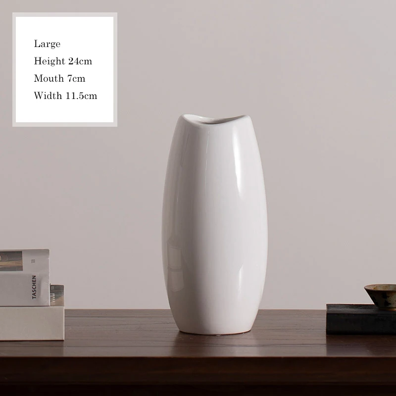 Modern Fashion On-glazed Glassy House Decorative Table Vase White Kaolin Clay Flower Vases For Home Decor Ceramic Vase